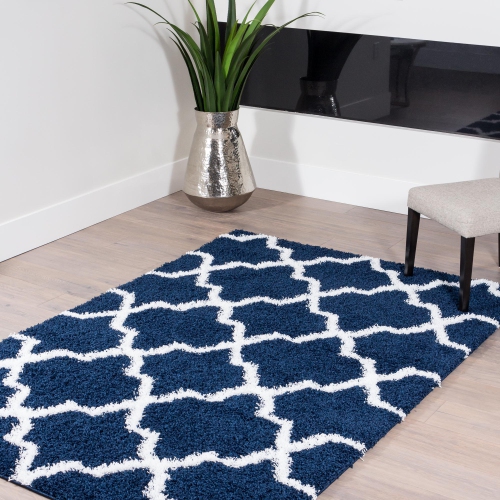 AG Home Victoria Lattice 5'3" x 7'7" Shag Area Rug - Navy
