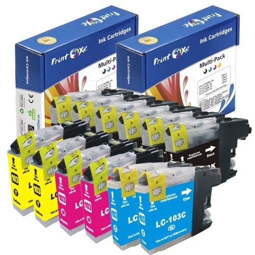 PrintOxe™ Compatible 12 Ink Cartridges for LC 101XL / LC 103XL ; 6 Black, 2 Cyan, 2 Magenta, & 2 Yellow LC 101 LC 103 Non OEM