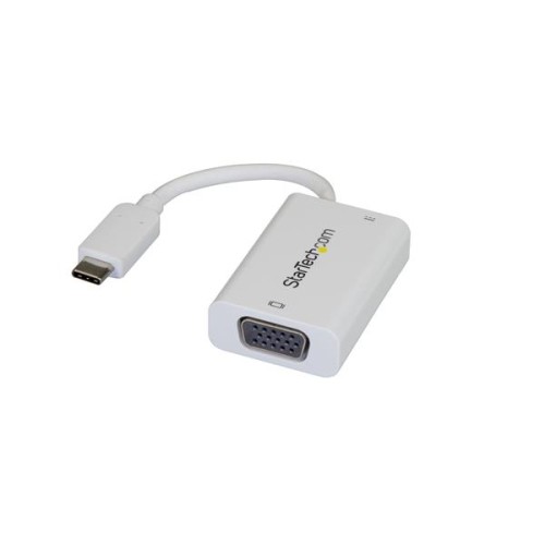 StarTech USB C to VGA Adapter with USB Power Delivery - White