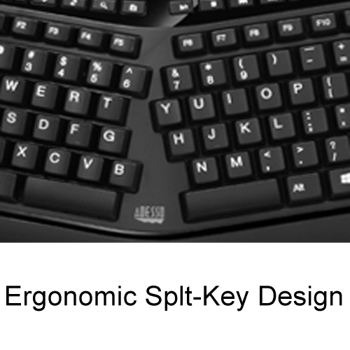 Adesso Bluetooth Ergonomic Keyboard Built-In Touchpad -