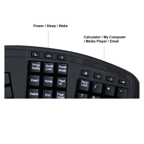Adesso Bluetooth Ergonomic Keyboard Built-In Touchpad -