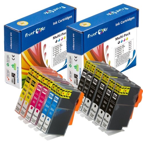 vPrintOxe™ Compatible 12 Ink Cartridges for 564XL with XL Chips ( 4 Black, 2 Photo BK, 2 Cyan, 2 M