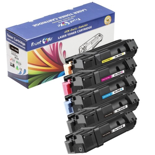 PrintOxe™ Compatible 5 Toners for Xerox 6500 / 106R01597 ; 2 Black, Cyan, Magenta, & Yellow for Phaser 6500 & WorkCentre 6505