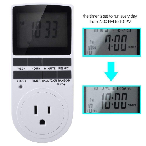 15A 1800W 24 Hour Digital Timer Socket, 7 Day Digital Programmable Switch with 3-prong Outlet for Lights and Appliances