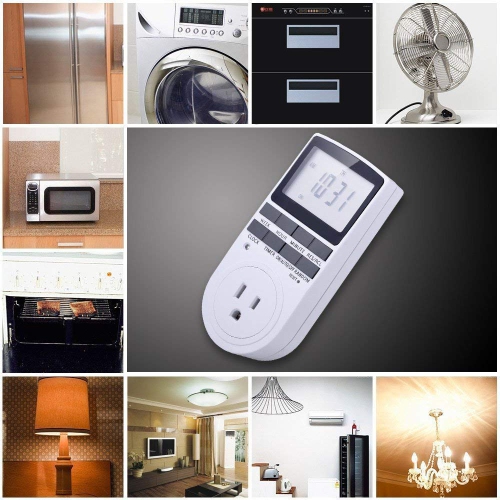 15A 1800W 24 Hour Digital Timer Socket, 7 Day Digital Programmable Switch with 3-prong Outlet for Lights and Appliances