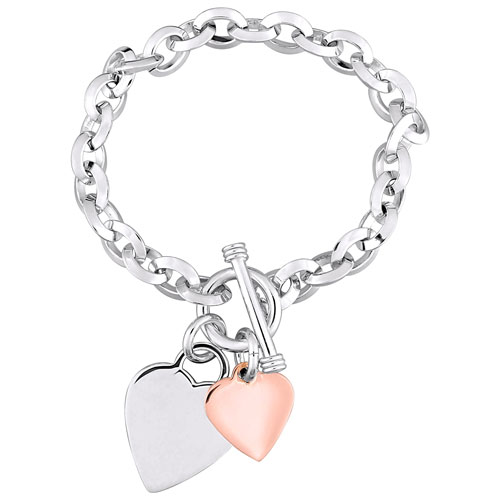 Heart Pink/White Silver Bracelet