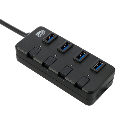Adesso 4-Port USB 3.0 Hub, Portable & Lightweight with Individual Power Switches, LED Indicators, 5Gbps Data Transfer for Windows & Mac OS,