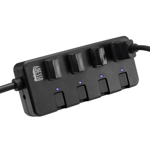 Adesso 4-Port USB 3.0 Hub, Portable & Lightweight with Individual Power Switches, LED Indicators, 5Gbps Data Transfer for Windows & Mac OS,