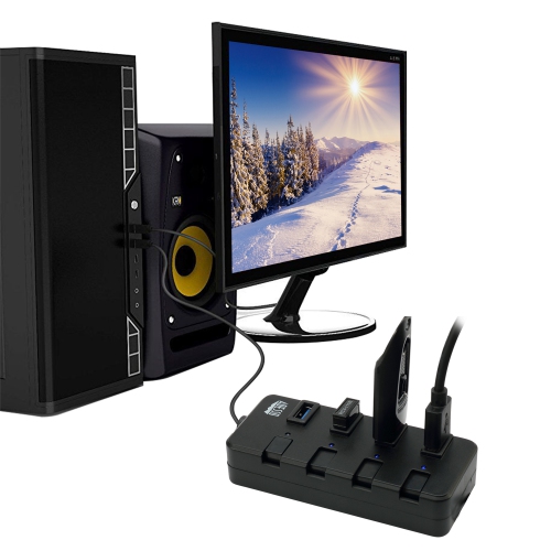 Adesso 4-Port USB 3.0 Hub, Portable & Lightweight with Individual Power Switches, LED Indicators, 5Gbps Data Transfer for Windows & Mac OS,