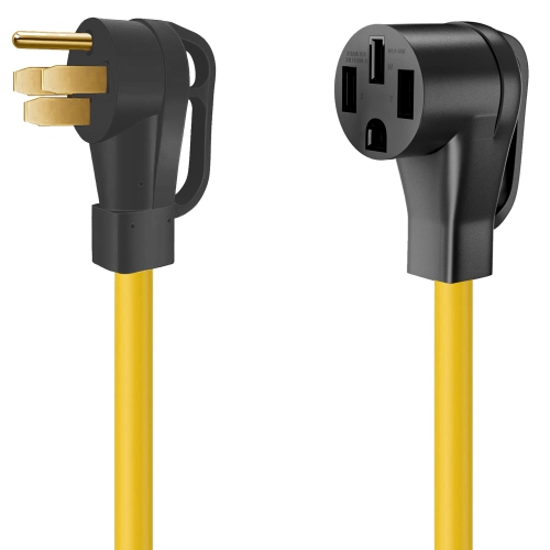 KUNOVA 25FT 7.5M RV EV Electric Vehicle Extension Cord NEMA 14-50P to 14-50R 50A 50 Amp Power Supply Cable with Grip Handles and Cord Organizer