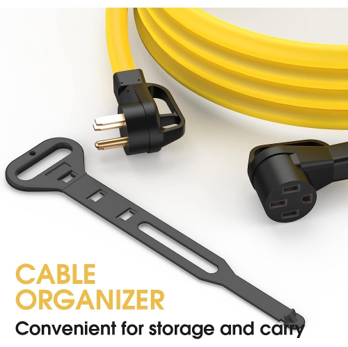 KUNOVA 25FT 7.5M RV EV Electric Vehicle Extension Cord NEMA 14-50P to 14-50R 50A 50 Amp Power Supply Cable with Grip Handles and Cord Organizer