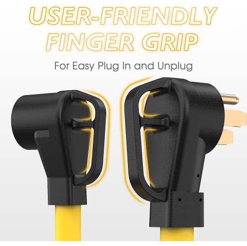 KUNOVA 25FT 7.5M RV EV Electric Vehicle Extension Cord NEMA 14-50P to 14-50R 50A 50 Amp Power Supply Cable with Grip Handles and Cord Organizer