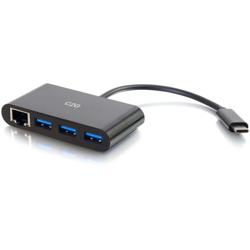 CABLES TO GO  C2G USB C Ethernet And 3 Port USB A Hub - In Black