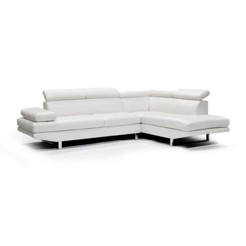 White Color Bonded Leather Sectional, White Leather Sectional