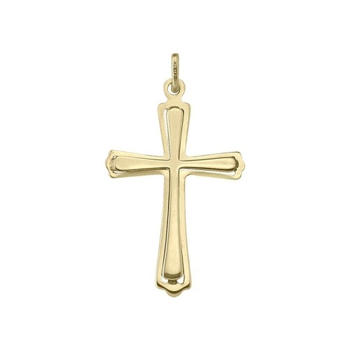 10K Yellow Gold Flat Religious Classic Italian Cross in Cross Pendant