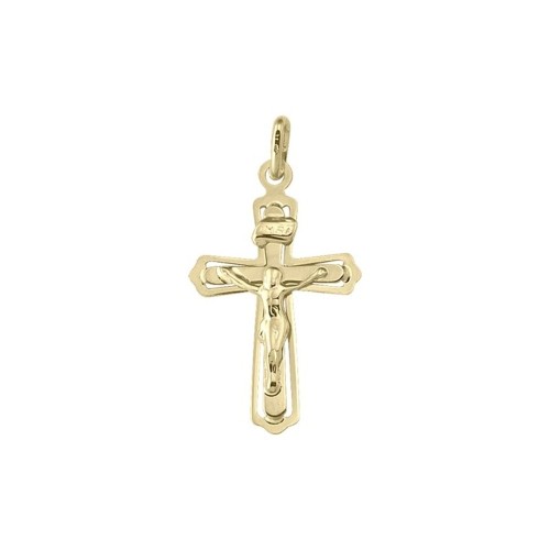 10K Yellow Gold Religious Classic Italian Cross in Cross Pendant with ...