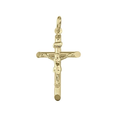 10K Yellow Gold Religious Italian Cross With Crucifix