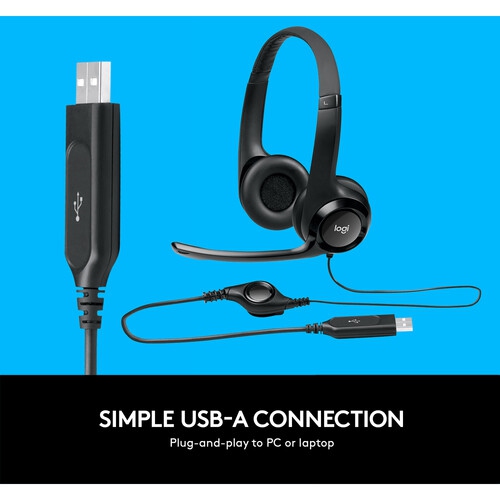 Logitech H390 On-Ear Noise Cancelling Headphone with Optimal Comfort and USB Connectivity