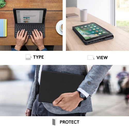 Refurbished - Logitech Slim Folio with Integrated Bluetooth Keyboard for iPad 9.7-inch, Black (920-008617)