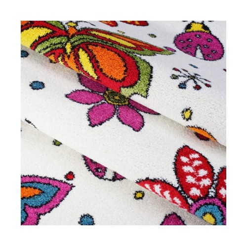 Ladole Rugs Butterflies Flowers Area Rug Carpet Cream Multicolor, 6x9