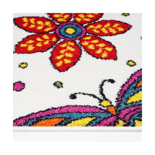Ladole Rugs Butterflies Flowers Area Rug Carpet Cream Multicolor, 6x9