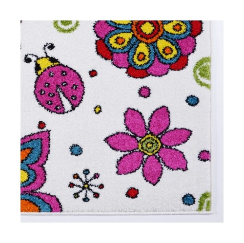 Ladole Rugs Butterflies Flowers Area Rug Carpet Cream Multicolor, 6x9