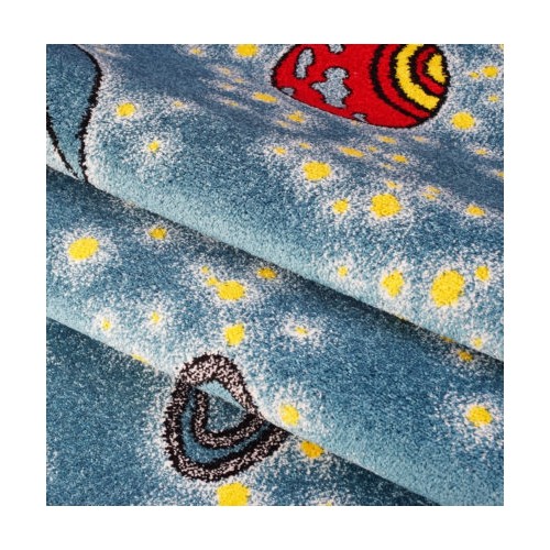 Ladole Rugs Universe Theme Kids Area Rug Carpet in Blue and Yellow, 5x7