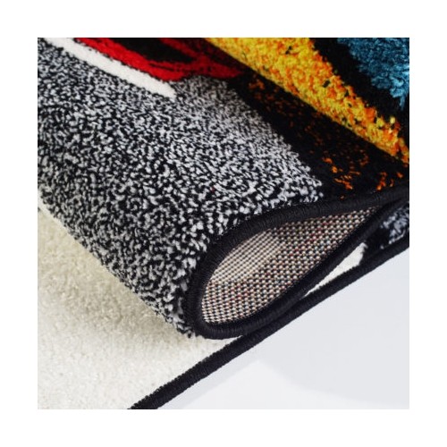 Ladole Rugs Red and Black Car on Road Kids Area Rug in Multicolor, 5x7