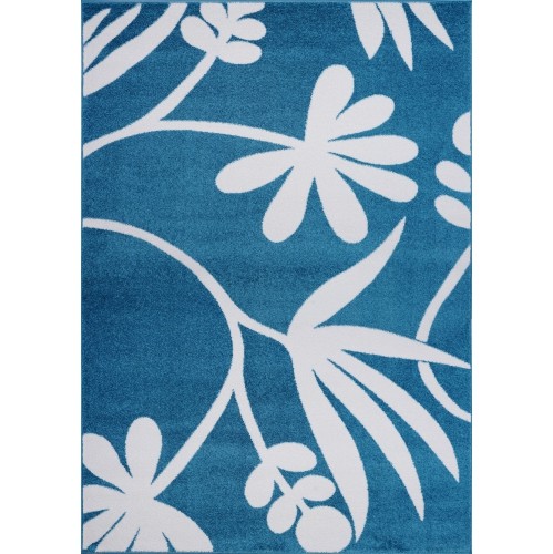 Ladole Rugs Botanical Style Area Rug Carpet in Blue and Cream, 5x7