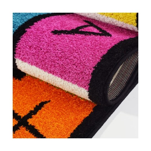 Adole – Tapis bleu pour enfants, nombres et alphabet, 4 x 6 pi