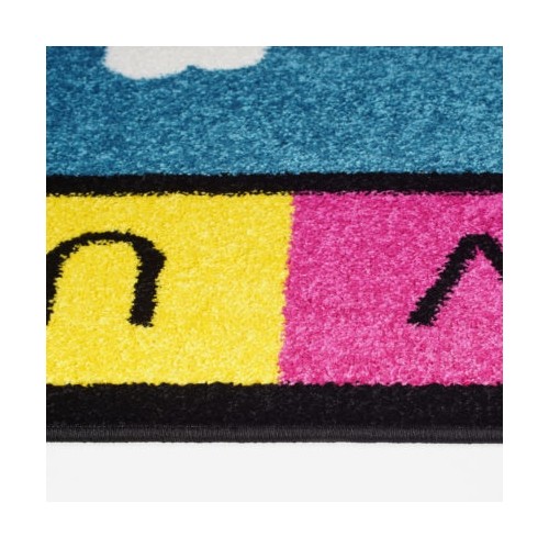 Adole – Tapis bleu pour enfants, nombres et alphabet, 4 x 6 pi