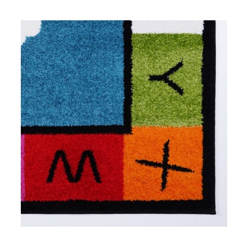 Adole – Tapis bleu pour enfants, nombres et alphabet, 4 x 6 pi