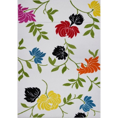 Ladole Rugs Cream Colourful Flowers Area Rug Carpet, 7x10