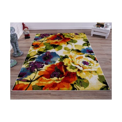 LA Dole Multi Flowers Style Carpet 5'3" x 7'6" Rectangle Area Rug - Multi-Colour