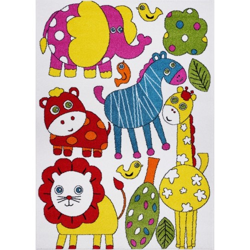 Adole – Tapis pour enfants, thème animaux, crème, 6 x 9