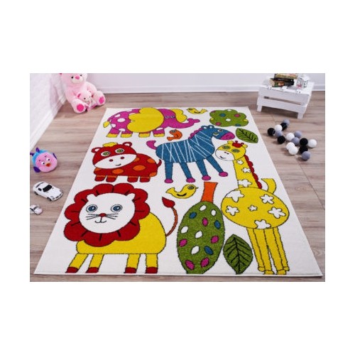 Ladole Rugs Animals Theme Indoor Kids Area Rug Carpet in Cream-Multi, 6x9