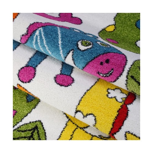 Ladole Rugs Animals Theme Indoor Kids Area Rug Carpet in Cream-Multi, 6x9