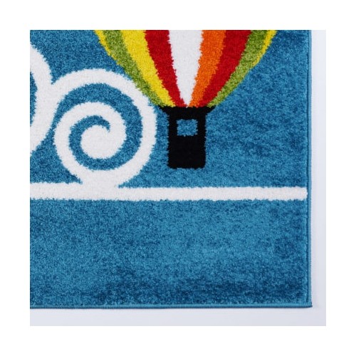 Ladole Rugs Hot Air Balloon and Sky Design Kids Area Rug in Blue, 5x7
