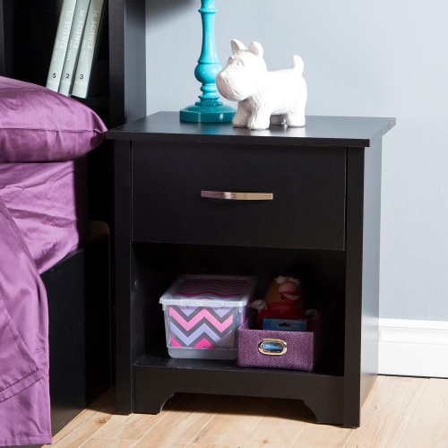 South Shore Fusion 1-Drawer Nightstand, Pure Black