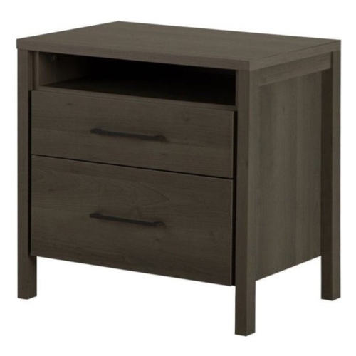 SOUTH SHORE CANADA  South Shore Gravity 2-Drawer Nightstand Maple In Gray Functional nightstand but handle with care