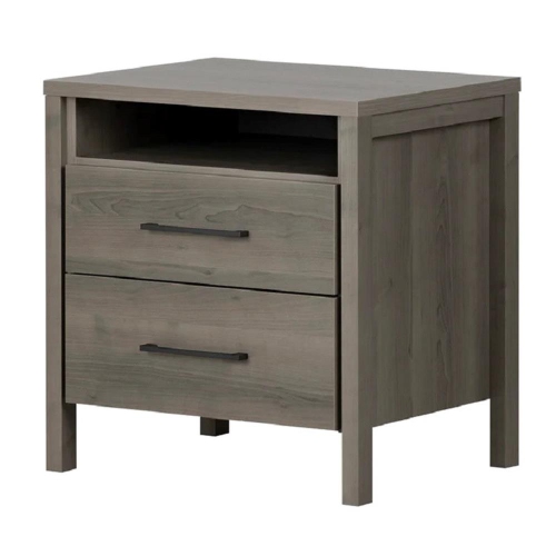 South Shore Gravity 2-Drawer Nightstand, Gray Maple