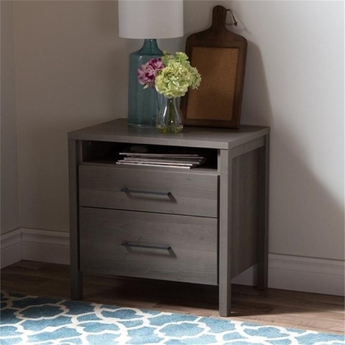 South Shore Gravity 2-Drawer Nightstand, Gray Maple