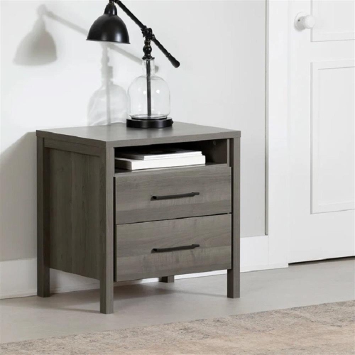 South Shore Gravity 2-Drawer Nightstand, Gray Maple
