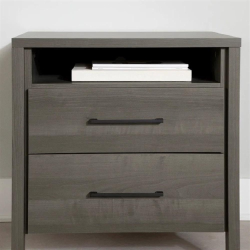 South Shore Gravity 2-Drawer Nightstand, Gray Maple