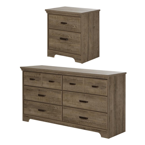 SOUTH SHORE  Versa 6-Drawer Double Dresser And 2-Drawer Nightstand, Weathered Oak I have three dressers and 3 nightstands and a chest of drawers