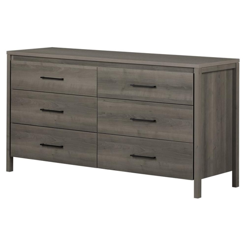 South Shore Gravity 6-Drawer Double Dresser, Gray Maple