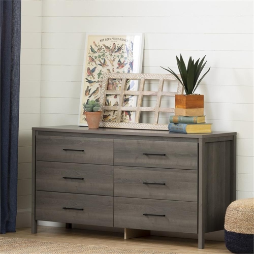 South Shore Gravity 6-Drawer Double Dresser, Gray Maple