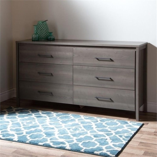 South Shore Gravity 6-Drawer Double Dresser, Gray Maple
