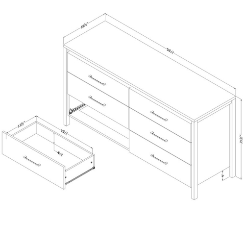 South Shore Gravity 6-Drawer Double Dresser, Gray Maple