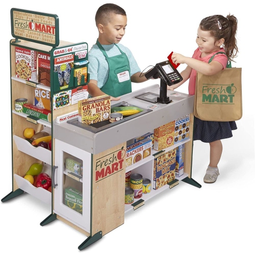 Melissa & Doug Fresh Mart Grocery Store Food And Role Play Companion Set Toy